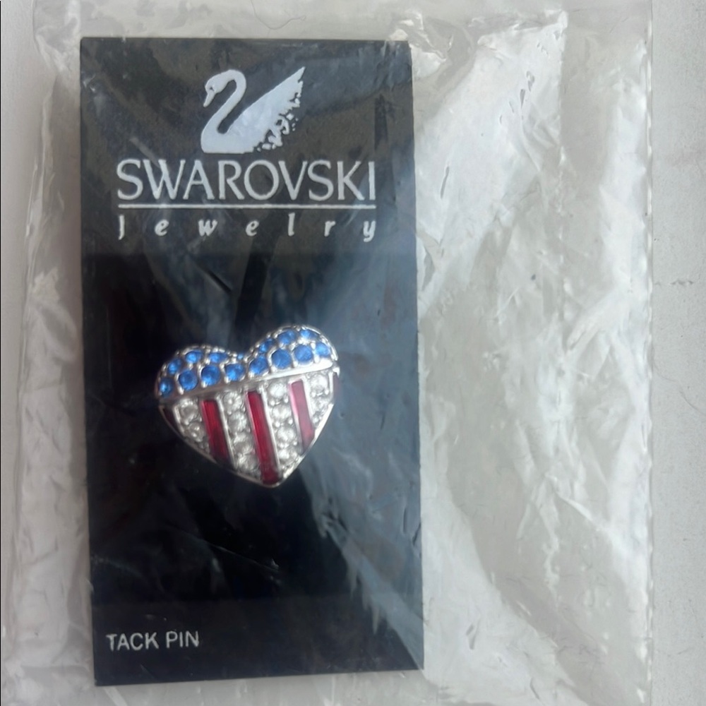 Swarovski Crystal Brave Heart American Flag Tack Pin